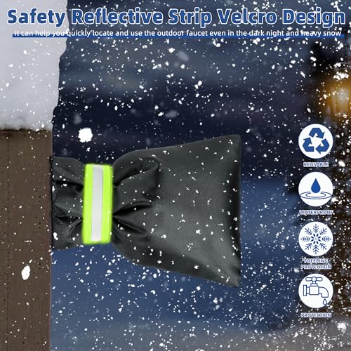 Outdoor Faucet Covers for Winter Freeze Protection 4 Pack Reusable Garden Faucet Cover Socks for Various Faucet Water Spigot Pipe Hose Bib,Waterproof Insulated Anti-Freeze Covers-Reflective Velcro - style: Reflective Velcro