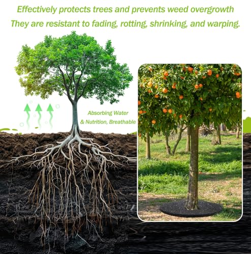 Peryiter 6 Pcs Rubber Mulch Tree Ring, Heavy Duty Rubber Mulch Mat, Tree Protector Weed Barrier Mats, Round Root Barrier for Root Protection Weed Grass Control (20 Inches) - style: 20 Inches