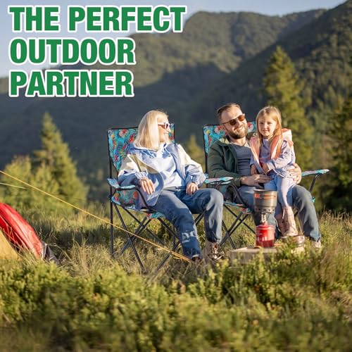4 Pcs Folding Camping Chairs with Tropical Pattern Portable Outdoor Chairs with Armrests & Carry Bags, Travel Lightweight Installation-Free Chair for Camping, Picnic & Beach(Fresh Bloom) - style: Fresh Bloom