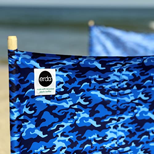 Ocean Camo Pro Beach Recycled Polyester Rip-Stop 20 ft Lightweight Windscreen, Privacy Screen, Wind Blocker, Free Matching Shoulder Bag (NEW Mahogany Wood Poles)