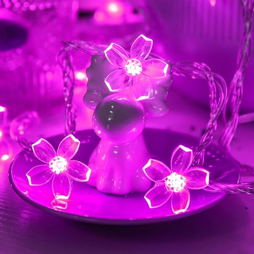 Fairy Flower String Lights Decor, USB & Battery Lighted Decorative Cute Cherry Blossom Indoor Bedroom Window Hanging, Novelty Floral Lamp for Christmas Easter Wedding Party Birthday Décoration (Pink) - color: 10ft Pink Flower Lights
