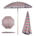 PICNIC TIME 5.5 Ft Portable Beach Umbrella, Lightweight UV Protection Sunshade with Tilt Pole & Carry Bag, Outdoor Canopy Umbrella for Beach, Sand, Pool, Patio, Camping, Travel, or Backyard Shade, (Vibe Collection - Navy Blue, Orange, & Gray Pattern) - co