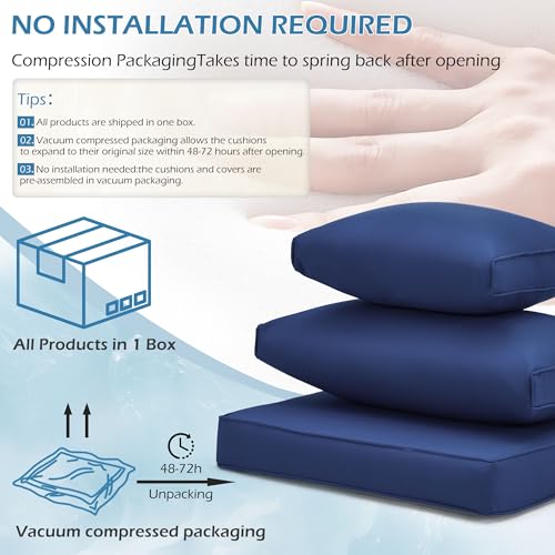 HOMREST Outdoor Replacement Cushions for Patio Furniture,Water-Repellent Sofa Cushion for 6-Seat Rattan Wicker Sectional Patio Conversation Sets,14-Piece Cushions Set for Outdoor Couch（Navy Blue） - color: Navy Blue, size: 6 Seat