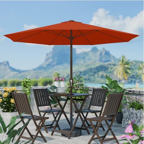 PatioKingdom 11FT Patio Umbrella,Outdoor Umbrella with Push Button Tilt and Crank,Market Table Umbrella with 8 Sturdy Fiberglass Ribs UV Protection - color: Orange, size: 11FT