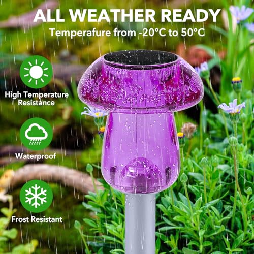 Solar Lights Outdoor, 8 Pack Mushroom Lights Outside Waterproof, Solar Powered LED Lighting for Garden, Yard, Landscape, Path, Pathway, Lawn, Walkway, Driveway, Backyard Halloween Decor (Purple) - color: Purple