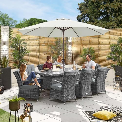 ABCCANOPY 10FT Patio Umbrella, Outdoor Waterproof Table Umbrella with Push Button Tilt and Crank, 8 Ribs UV Protection Pool Umbrella for Garden, Lawn, Deck & Backyard (Light Beige) - color: Light Beige, size: 10FT
