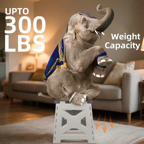 neotidy Foldable Step Stool (1 Pack), 12.9” Tall up to 300 lbs Sturdy Plastic Folding Step Stool for Adults Kitchen Bathroom, Portable Small Stool Travel Foot Stool for Home & Outdoor Use, Dark Gray - color: Dark Gray