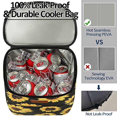 Camping Cooler Backpack 30 45 Cans, Soft Backpack Coolers Insulated Leak Proof Travel Cooler Bag Waterproof Lunch Picnic Beach Work Trip Thermal Bag Drink Beverage Beer Bag Cooler - color: Sunflower Floral, size: 30 Cans