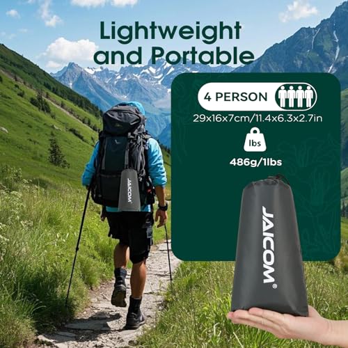 JAICOM Tent Footprint - Waterproof Camping Tarp, 1-6 Person Tent Floor Saver, PU 3000mm Small Tarp for Hiking, Backpacking, Hammock, Beach, Picnic and Other Outdoor Activities - color: 94" X 82" - 4 Person