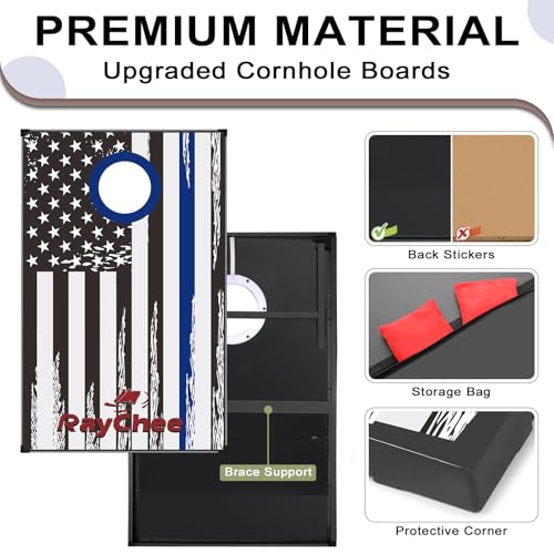 LED Cornhole Set, 3 x 2ft / 4 x2 ft Cornhole Board Game Set, Corn Hole Outdoor Game, Multi-Design with Light-Up Border, 8 Bean Bags, Carrying Case for Backyard, Beach, Lawn - color: American Flag, size: 3'x2'