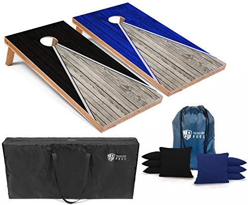 Tailgating Pros Lightweight Pyramid Design Cornhole Board Set w/LED Ring Lights - 4'x2' Regulation Cornhole Game - color: Black/Royal