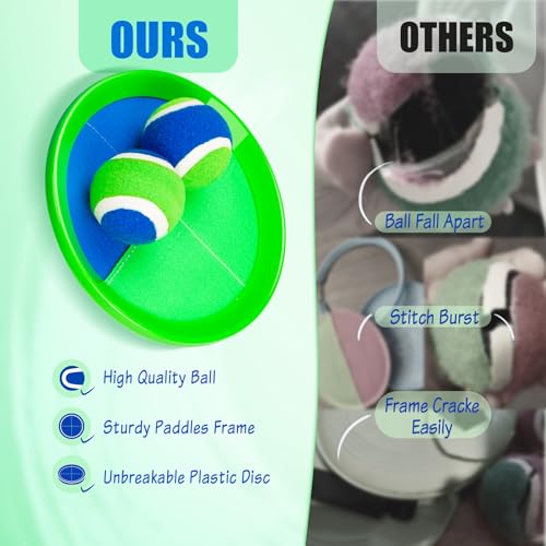 PlayZap Toss and Catch Ball Set - Outdoor Toys for Family Games - Outside Yard Pool Beach Toys for 3 4 5 6 7 8+ Years Old Boys Girls - Classic Birthday Gift for Kids Youth Adults - color: Green 6 Paddles 6 Balls