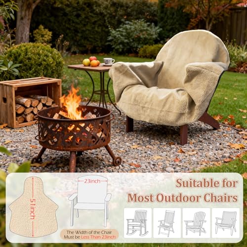 Reversible Sherpa Chair Cover Blanket with Waterproof 300D Oxford Back, Adjustable Drawstring, Non-Slip Design, Fits Chairs up to 23" – Ideal for Winter Home & Patio Use (Beige) - color: Beige