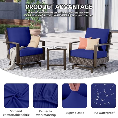 14Pcs Outdoor Cushion Covers, Patio Cushion Covers,Stretch Elastic Slipcovers, Replacement Washable & Reusable Furniture Protector for Patio Couch (Lake Blue,Cover Only) - color: Lake Blue, size: 14Pcs-Solid color