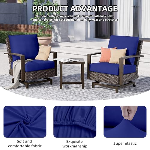 8Pcs Outdoor Cushion Covers, Patio Cushion Covers,Stretch Elastic Slipcovers, Replacement Washable & Reusable Furniture Protector for Patio Couch (Lake Blue,Cover Only) - color: Lake Blue, size: 8Pcs-Solid color