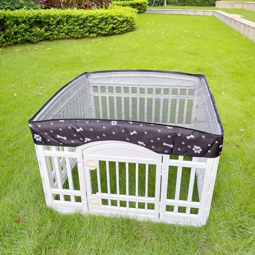 Dog Playpen Mesh Top Cover for 36" Inch Pet Playpen with 4 Panels, Dog Crate Cover Pet Tent Puppy Play Pen Cover, Ideal for Indoor/Outdoor Use. Note: Playpen Not Included (Black) - color: Black