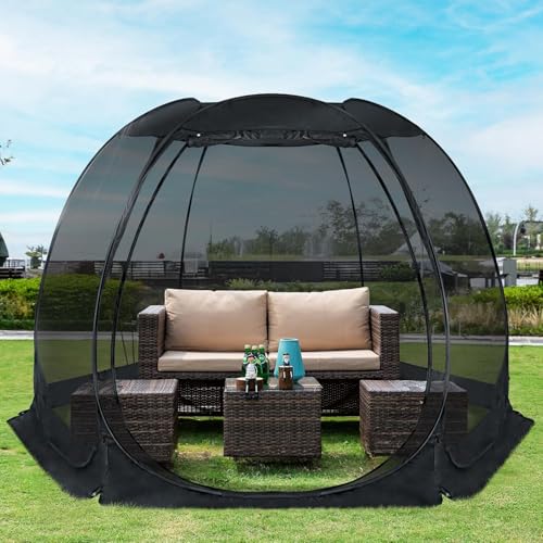 Alvantor® Pop Up House Tent, Outdoor Screen Room, Canopy Tent with UV Resistant, Easy Up Foldable Screen House for Camping Garden, Black, 10 x10 FT - color: Black, size: 10'x10'
