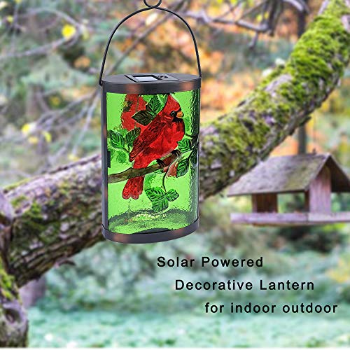 Hanging Solar Lantern Outdoor Decorative Waterproof LED Solar Cardinal Lights Tabletop Lamp for Outdoor Patio Garden - style: Red Cardinal