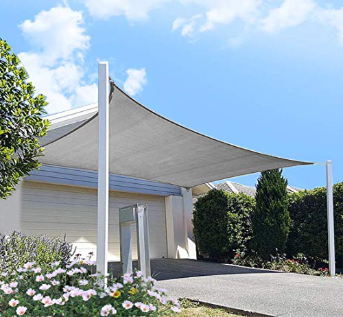 FLY HAWK Rectangle Patio Sun Shade Sail Canopy, 16' x 18' Patio Sunshade Cover Canopy - Durable Fabric Cloth for Outdoor Garden Yard Pond Pergola Sandbox Deck Courtyard - Gray Color - color: Gray, size: 16' x 18'