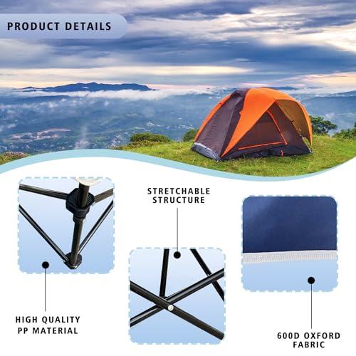 Camping Table & Beach Table, – Portable 2-Tier Foldable Table with 4 Cup Holders & Carry Bag, Lightweight Waterproof Oxford Fabric for Outdoor Adventures, Picnic, Tailgating, and Fishing - color: Blue
