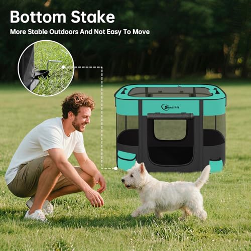 Dog Playpen,Cat Pet Puppy Pen,Portable Playpens for Dogs Indoor Outdoor Travel Camping Use,Foldable Dog Kennel Tent Crate for Rabbit Small Animals with Carrying Case (Green, Small) - color: Green, size: Small