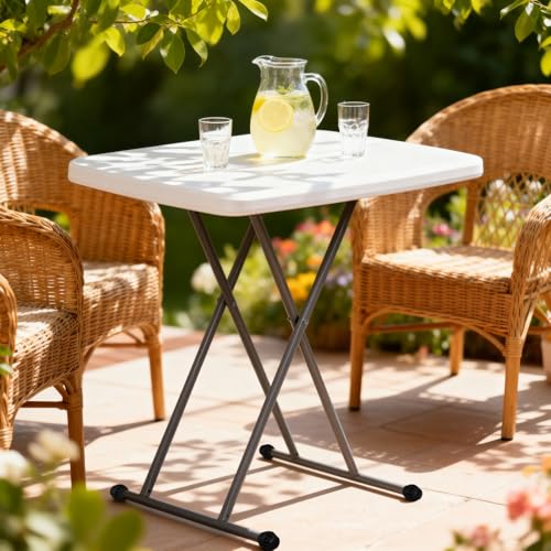 ZenStyle 3 ft Adjustable Folding Table, Indoor Outdoor Portable Plastic Dining Card Table Utility Table for Camping Dining Event Party, White (Rectangular, 30"x20") - size: 30"x20"