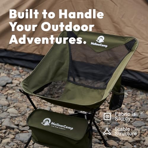 MellowCamp Camping Chair, Ultralight Folding Backpacking Hiking Chair, Compact Portable for Hiking, Camping, Backpacking, Beach, Roadtrip (Olive Green) - color: Olive Green
