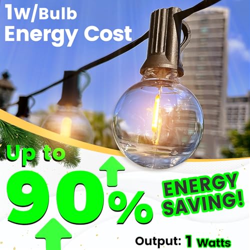10FT Outdoor String Lights - LED Patio Lights Waterproof G40 Plastic Globe Bulbs, Connectable Shatterproof Hanging Outdoor Lights for Indoor Backyard Yard Gazebo Porch Party Decor - color: G40-Globe Bulb, size: 10FT Plug-in Version