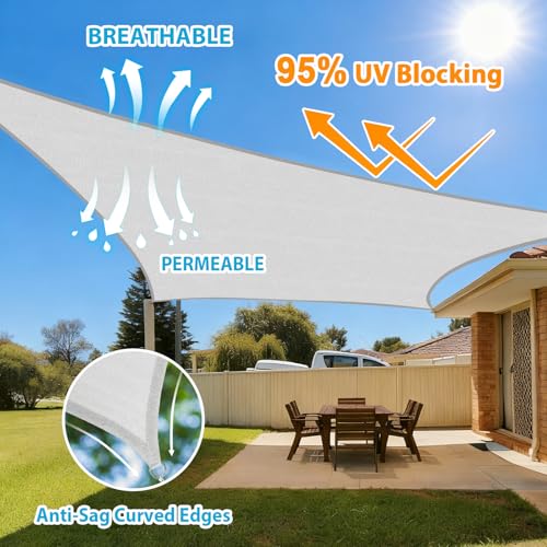 Amagenix Sun Shade Sail 08'X14' Rectangle Light Grey Heavy Duty UV Protection Breathable Canopy for Patio Lawn Garden Outdoor Use
