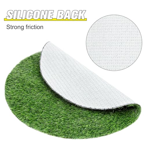 Artificial Grass Mat Round Fake Turf Tiles Realistic Grass Rug for Balcony Patio Outdoor Faux Placemats DIY Crafts and Decorations Textured Grip Backing