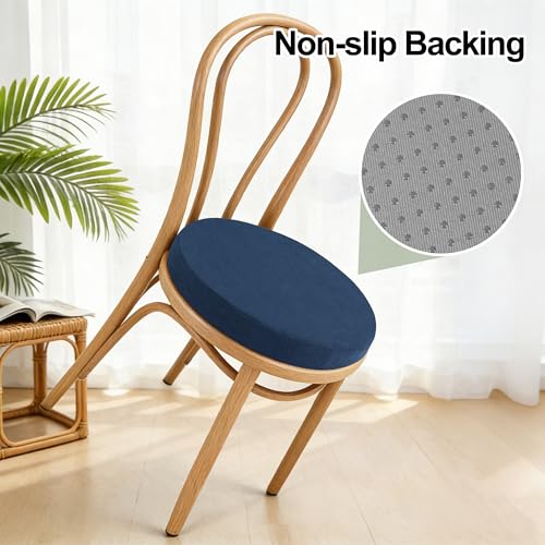 Tromlycs Round Chair Seat Cushion Pad 16 inch for Circle Bistro Chairs Non Slip Foam Cushion Navy Blue - color: Navy Blue, size: 16 inch