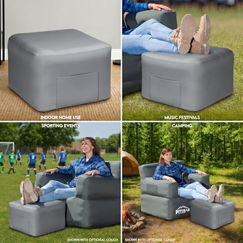 Pittman Inflatable Ottoman Foot Rest for Camping - Outdoor Pouf Ottoman is Waterproof for Camping & Patio - Removable Cover for Easy Cleaning - Inflatable Foot Stool Matches Our Popular Furniture Set - size: Ottoman