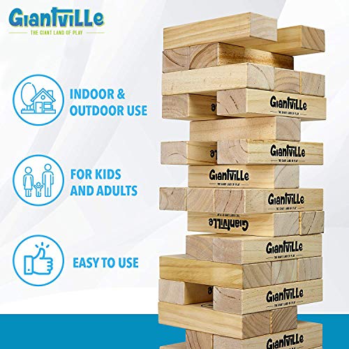 Giantville Giant Tumbling Timber Toy - Premium Pine Wood Life-Size Blocks Tower - Big Floor/Board Indoor/Outdoor Yard Game for Kids & Adults - 56-Pieces + Storage/Carry Bag - Grows to Over 5-Feet - size: Xx-large