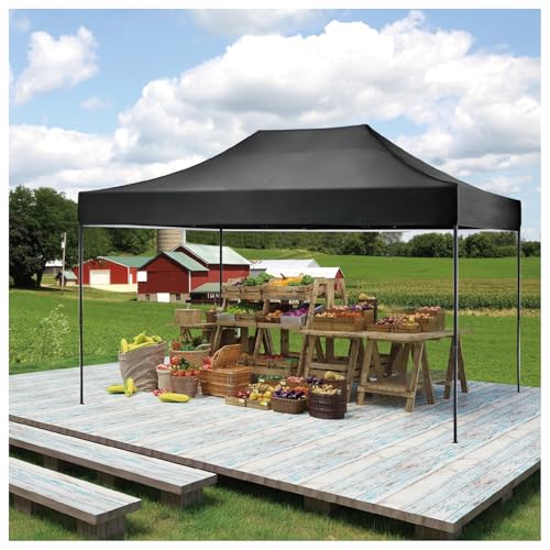 AMERICAN PHOENIX 10x15 Tent Pop Up Canopy Easy Portable Commercial Instant Canopies Outdoor Market Shelter (Black, 10'x15' (Black Frame)) - color: Black