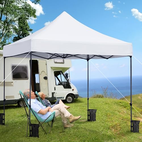 Yaheetech Canopy Tent, Commercial Instant Heavy Duty Canopy, 500D Waterproof Adjustable Canopy with Wheeled Carry Bag, 4 Sandbags and 4 Stakes (10x10, White) - color: White, size: 10x10
