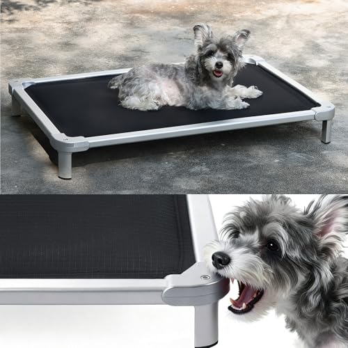 Senneny Chew Proof Elevated Dog Bed Small Sized Dog, Raised Cot for Indoor Outdoor Camping, Heavy-Duty Chew Resistant Hidden Fabric Indestructible Dog Bed, S, 36" L x 24" W x 4.5" H - size: S - 36"L x 24"W x 4.5"H