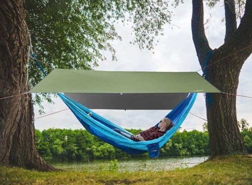 Unigear Hammock Rain Fly, 16.4/14.4/13/10ft Camping Tarp, UV Protection & Waterproof & Lightweight for Camping, Backpacking and Outdoor Adventure (Green, 9.8 * 9.8ft) - color: Green, size: 9.8*9.8ft