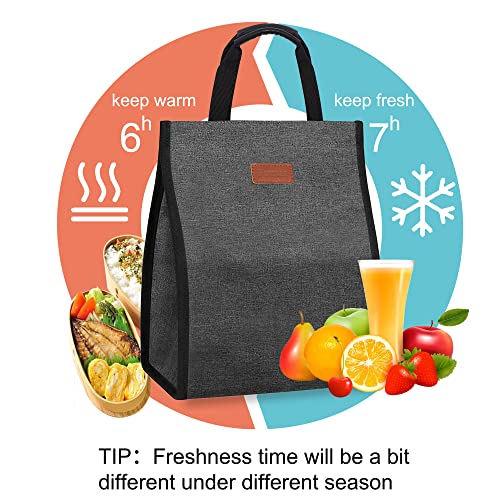 Lunch Bags for Women Insulated Reusable Lunch Tote with Internal Pocket, Lunch Tote bag for Work (Charcoal Grey - color: Charcoal Grey, size: 1 pack