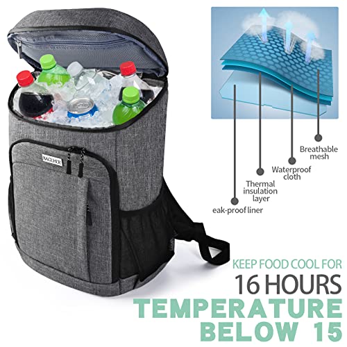 BAGLHER Lightweight Insulated Cooler Backpack - 30 Cans, Leak-Proof for Lunch, Picnic, Hiking, Camping Trips - color: grey-plus