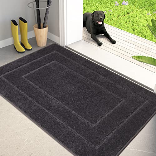 PURRUGS Dirt Trapping Door Mat 32" x 47", Non-Slip/Skid Machine Washable Entryway Rug, Dog Doormat, Super Absorbent Welcome Mat for Muddy Wet Shoes and Paws, Charcoal - color: Charcoal, size: 32" X 47"
