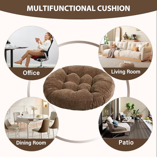 Tiita Outdoor Cushions Square Floor Pillow Thicken Tufted Seat Pad Large Floor Cushion for Yoga Meditation Living Room - color: Round|coffee, size: 1 Count (Pack of 1)