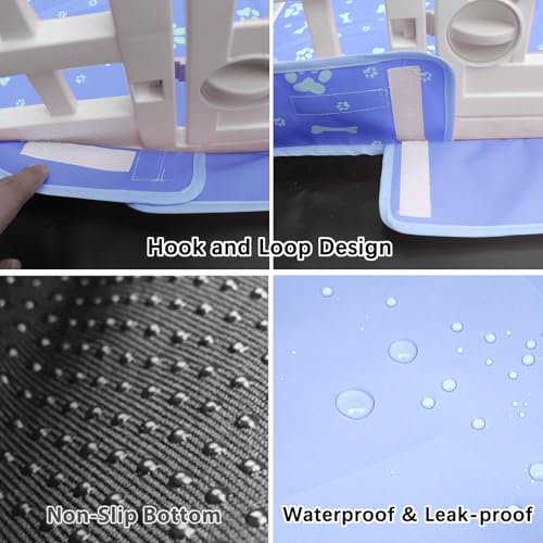 Dog Playpen Bottom Pad Fits for 36 Inch 4 Panels Exercise Pet Playpen, Dog Crate Pad Puppy Playpen Pad, Hoop and Loop Design (Note: Playpen Not Included). -Blue - color: Blue