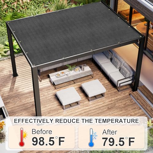 Cool Area Sun Shade Cloth with Grommets 3/4/6/8/10/12/16/20 FT Shade Panel Shade Tarp Screen Fabic for Outdoor Patio Pergola Cover Deck Garden, 6x10 FT, Dark Grey - color: Dark Grey, size: 0 6'X1 0'