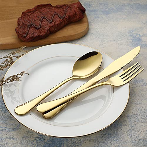 VANDBAO Camping Utensils Set, Portable Travel Utensils with Case for Fixing Tableware, Reusable Stainless Steel Stable Cutlery Set, Lunch Picnic Flatware Silverware (Gold Set) - color: Gold Set, size: 9 Pieces - Medium