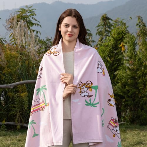 Berkshire Peanuts® Snoopy Beach Towel — 100% Cotton Pool & Beach Towel, Absorbent, Quick-Drying & Sand-Free, 36'' × 72'', Snoopy's Beachy Roadtrip More Color - color: Snoopy's Beachy Roadtrip More Color