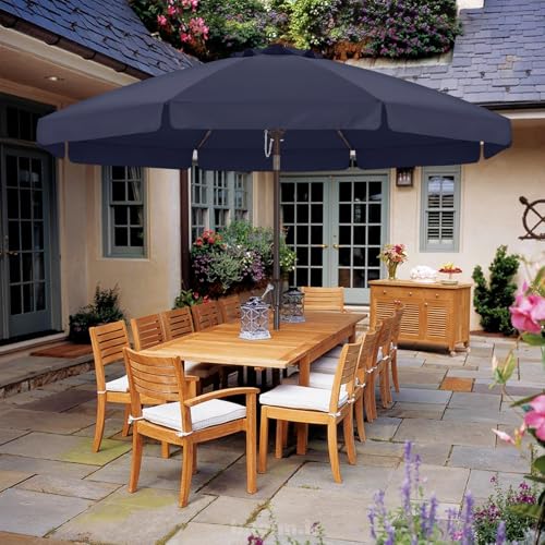 ABCCANOPY 10ft Scalloped Patio Umbrella, Outdoor Table Umbrella with Tilt and Crank, Fiberglass Ribs Deck Umbrella for Patio, Pool, Garden, Picnic (Tibetan Blue) - color: Tibetan Blue, size: 10FT