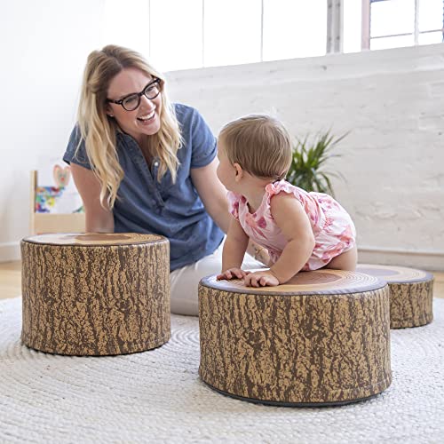 ECR4Kids SoftZone Tree Stump Stool Seating Set, Classroom Furniture, Chocolate, 3-Piece