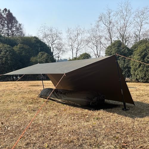 onewind Waterproof 6x8 ft Camping Tarp, Ultralight 70D Nylon Emergency Shelter Tent Footprint Ground Sheet, 4000mm Waterproof Survival Bushcraft Tarp for Backpacking Hiking Camping Picnic, OD Green