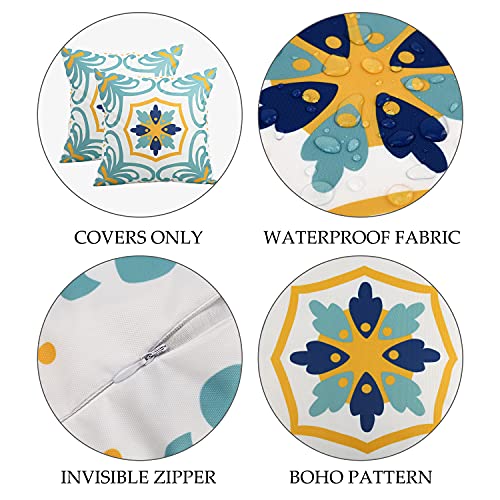 Pyonic Outdoor Pillow Covers 16x16 Spring Summer Garden Waterproof Throw Pillow Covers Cushion Case Patio Pillows for Couch Tent,Set of 4,Blue - color: Blue, size: 16" x 16" (Pack of 4)