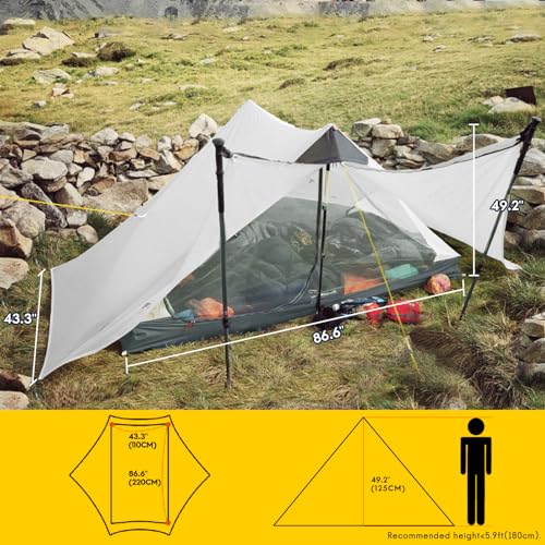 LANSHAN Ultralight Tent 3-Season Backpacking Tent for 1-Person or 2-Person Camping, Trekking, Kayaking, Climbing, Hiking - color: 2-person, white
